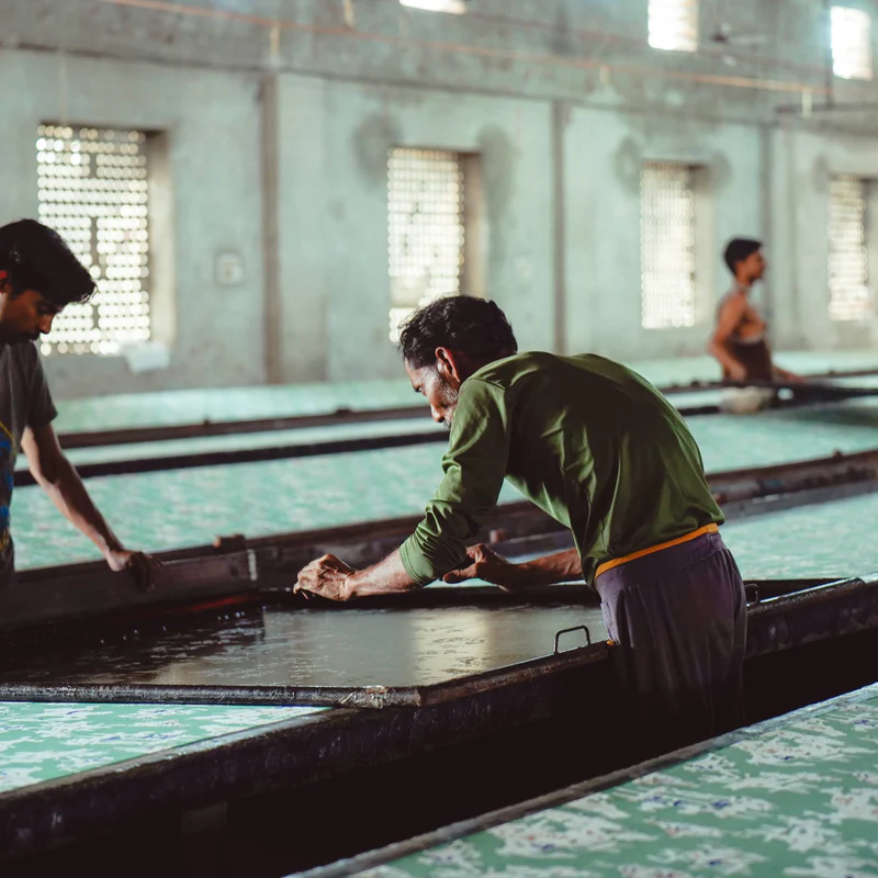 Fabric racks in a modern studio